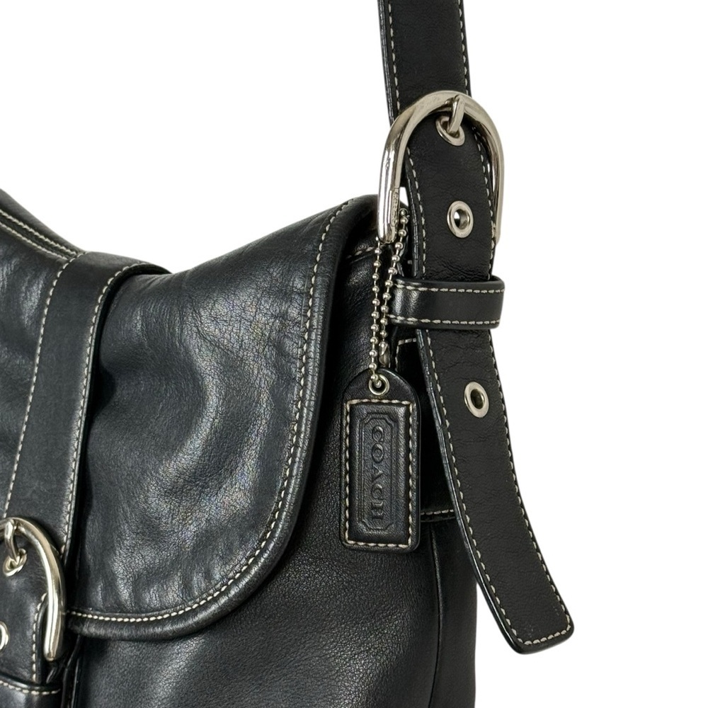 Vintage Coach Y2K 2004 Soho Black Leather Buckle Flap Shoulder Bag – Style 9480 - Picture 5 of 16